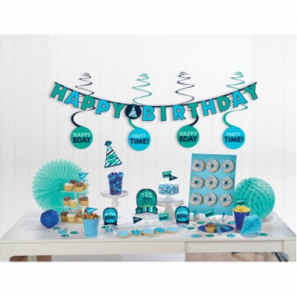 Mini Decorating Kit Birthday Accessories Blue Paper