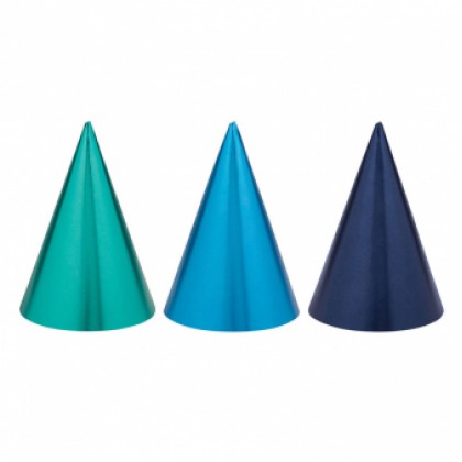 Cone Hats Birthday Accessories Blue Foil / Paper