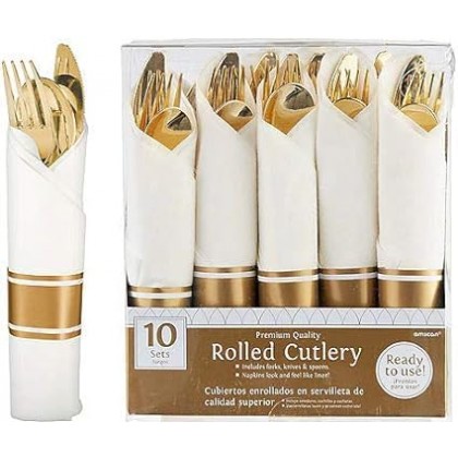 Rolled  Cutlery - Gold