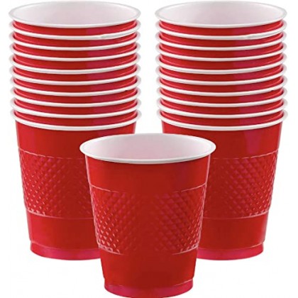 9OZ Plastic Cups - Apple Red