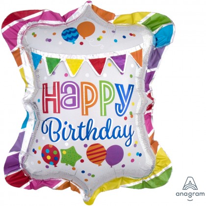 P70 27" HBD Bright Party Bunting Multi-Balloon