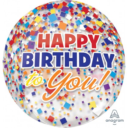 G20 16" HBD Clear Confetti Orbz™ Clear