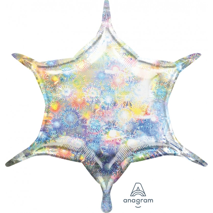 S55 22" Holographic Fireworks 6-Point Star