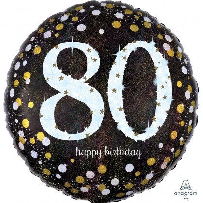 S55 17" Sparkling Birthday 80  Standard Holographic