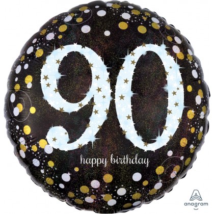 S55 17" Sparkling Birthday 90  Standard Holographic