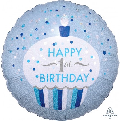 S55 17" 1st Birthday Cupcake Boy Standard Holographic S55 17" 1st Birthday Cupcake Boy Standard Holographic