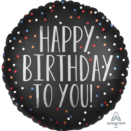 S40 17"" Happy Birthday to You Satin Dots  Standard Satin XL®"