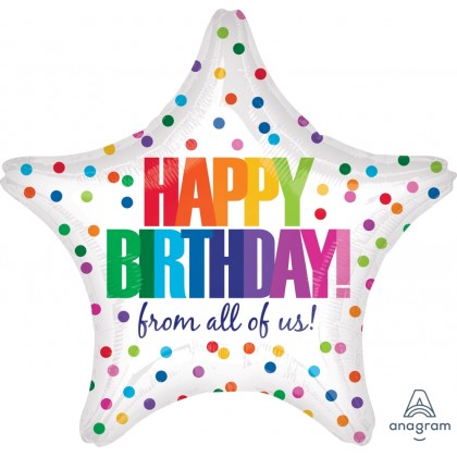 S40 17" Happy Birthday From All of Us Dots Standard Star XL®