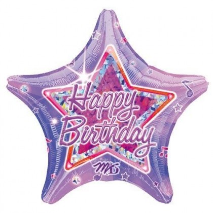 S55 19" Rock Star Birthday Standard Holographic Star