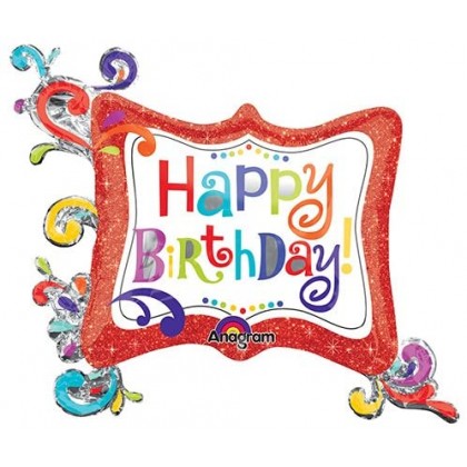 P40 34" HBD Splashy Sparkle Frame SuperShape™