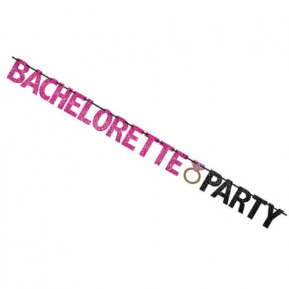 Bachelorette Party Banner - Glitter Paper w/Ribbon