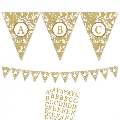 Personalizable Pennant Banner Elegant Scroll   Gold