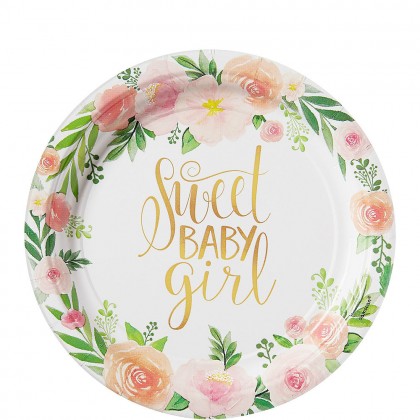 Floral Baby Round Plates 7 in