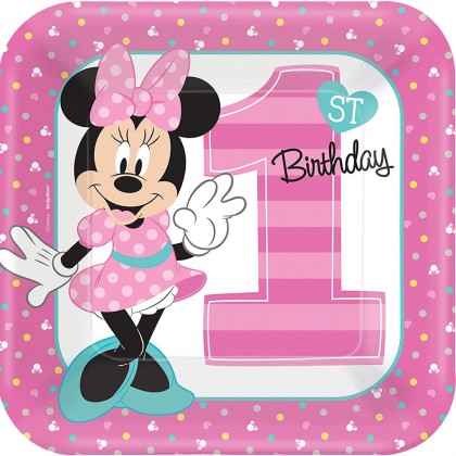 Disney Minnie Fun To Be One Square Plates, 9 in