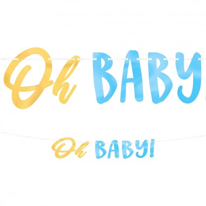 Oh Baby Boy Ribbon Banner w Foil Letters
