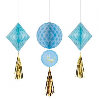 Oh Baby Boy Honeycomb Decoration - Tissue, Paper & Foil
