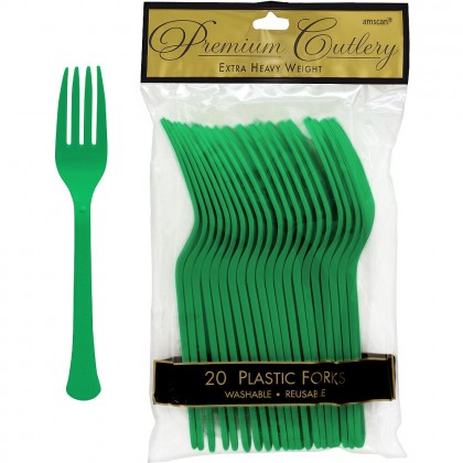 Plastic Fork Festive Green