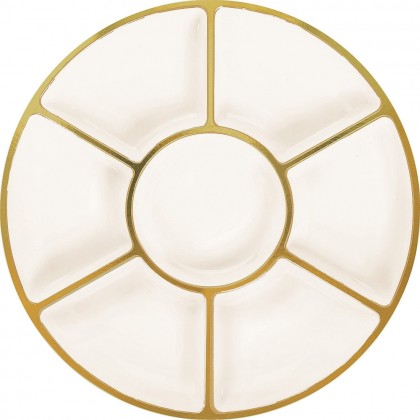Premium Plastic Compartment Platter Cream w Gold