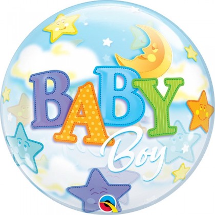 Q 22" Baby Boy Moon Bubble Balloon