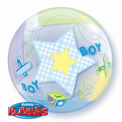 Q 22" Baby Boy AirPlanes Bubble Balloon