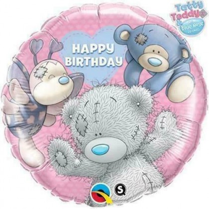 Q 18" Happy Birthday Tatty Teddy With Friends Pink