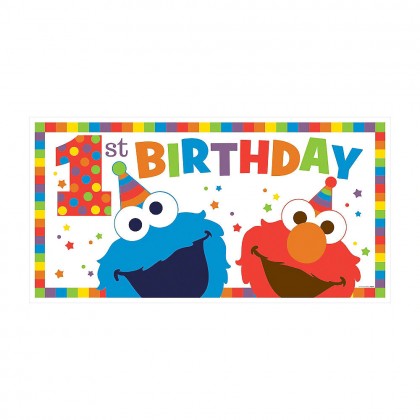 Sesame Street Elmo Turns One Horizontal Giant Sign Banner - Plastic