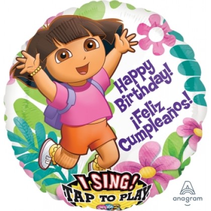 P75 28" Dora Birthday/Cumpleaños Jumbo Sing-A-Tune® XL® Foil Balloon