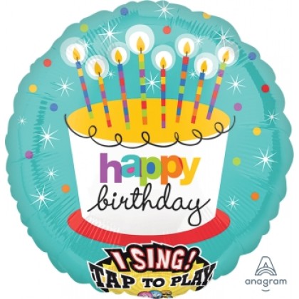 P60 28" Striped Birthday Candles Jumbo Sing-A-Tune® XL® Foil Balloon