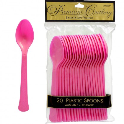 Bright Pink Premium Plastic Spoon