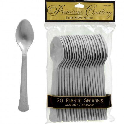 Silver Premium Plastic Spoon