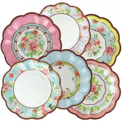 Tea Party Shaped Plates 7 in