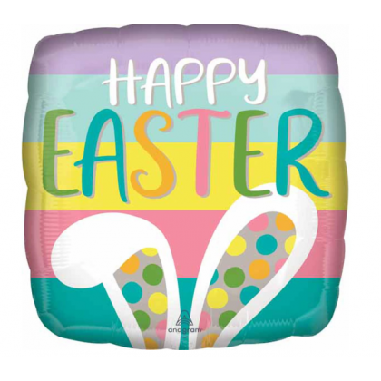 Bunny Ear Happy Easter Square Foil Balloon