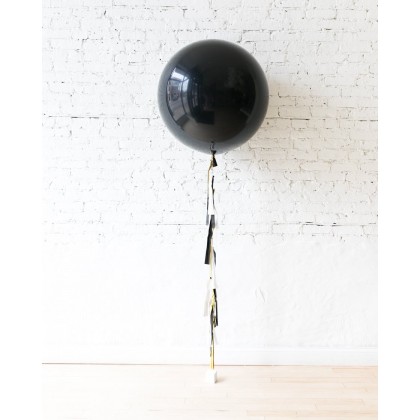Black Giant Balloon and Black, White and Gold Tassel
