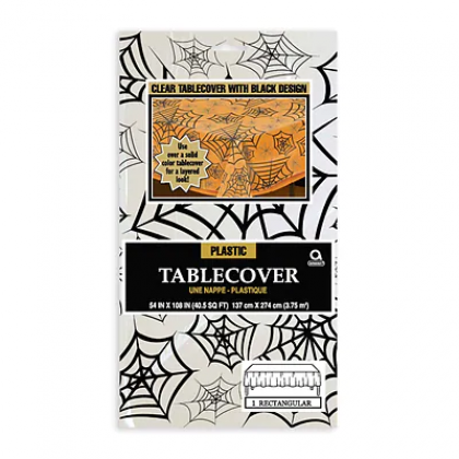 Spider Web Plastic Table Cover - Clear