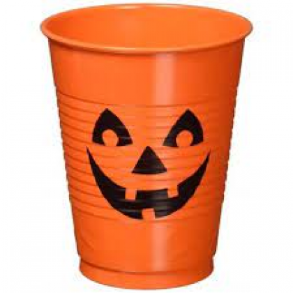 Pumpkin Plastic Cups, 16 oz.