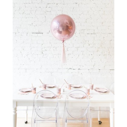 CherryBlossoms 16in Rose Gold Orb Foil Balloon and Mauve Skirt Centerpiece