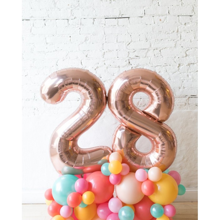 BubbleGum - Foil Number on Balloon Pedestal - 3FT