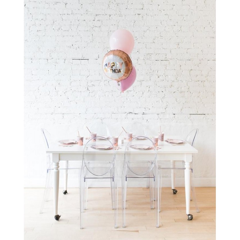 CherryBlossoms - Happy Birthday Foil and 11in Balloons Centerpiece - bouquet of 3