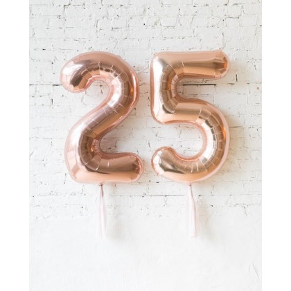 CherryBlossoms Custom 34in Rose Gold Foil Numbers with Mauve Skirt