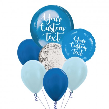 Personalised Blue Orbz And Latex Balloon Bouquet