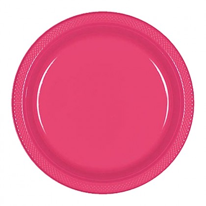 9" Plastic Plates - Bright Pink