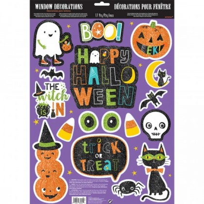 Hallo-ween Friends Glitter Window Decorations