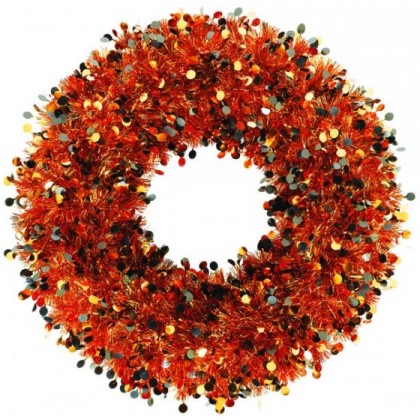 Orange Tinsel Wreath