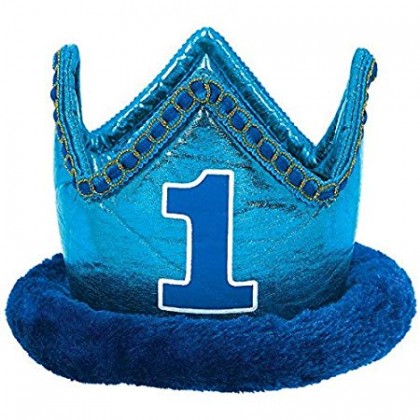 1st Birthday Boy Novelty Crown - Fabric w/Plush