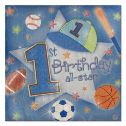 First Birthday ALLSTAR Beverage Napkin