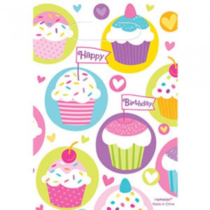 Cupcake Party Folded Loot Bags - Plastic