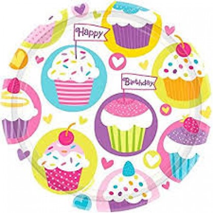 Cupcake Party Round Plates, 9"