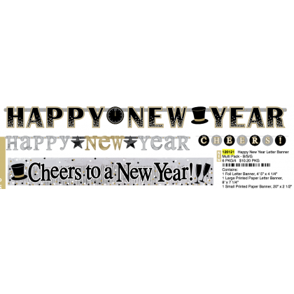 Happy New Year Letter Banner Multi Pack - B/S/G