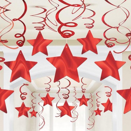 Shooting Stars MVP Swirl Decorations - Apple Red