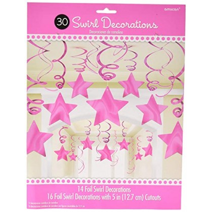 Shooting Stars MVP Swirl Decorations - Bright Pink